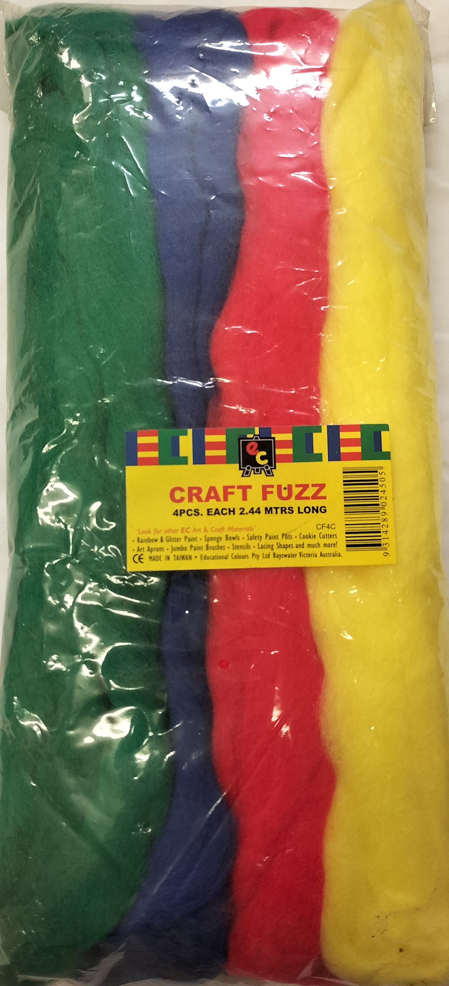 Craft Fuzz Pack of 4 Colours 2.44m (B/G/R/Y)